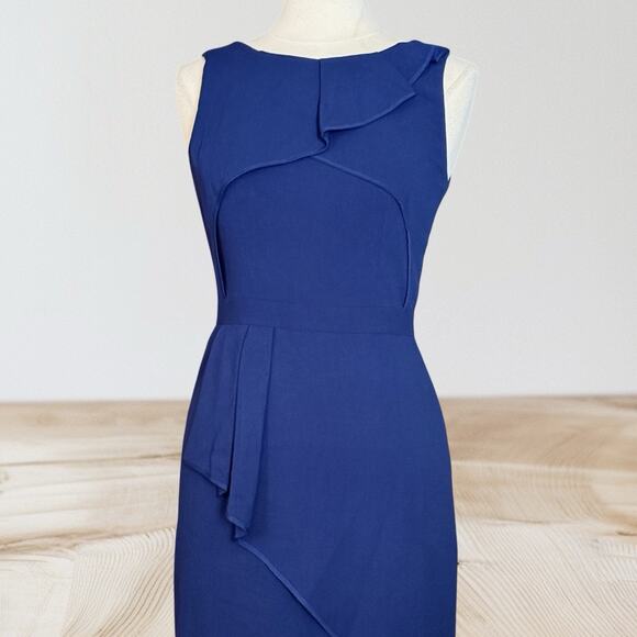 BCBG MaxAzria Sleeveless Siri Dress Sz 8 Blue Depth Bodycon Cocktail Event Party - Picture 3 of 10